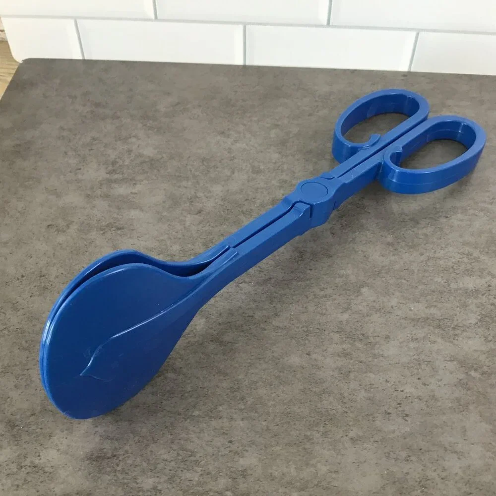 Vintage Dansk International Designs Blue Plastic Salad Tongs Gunnar Cyren MCM